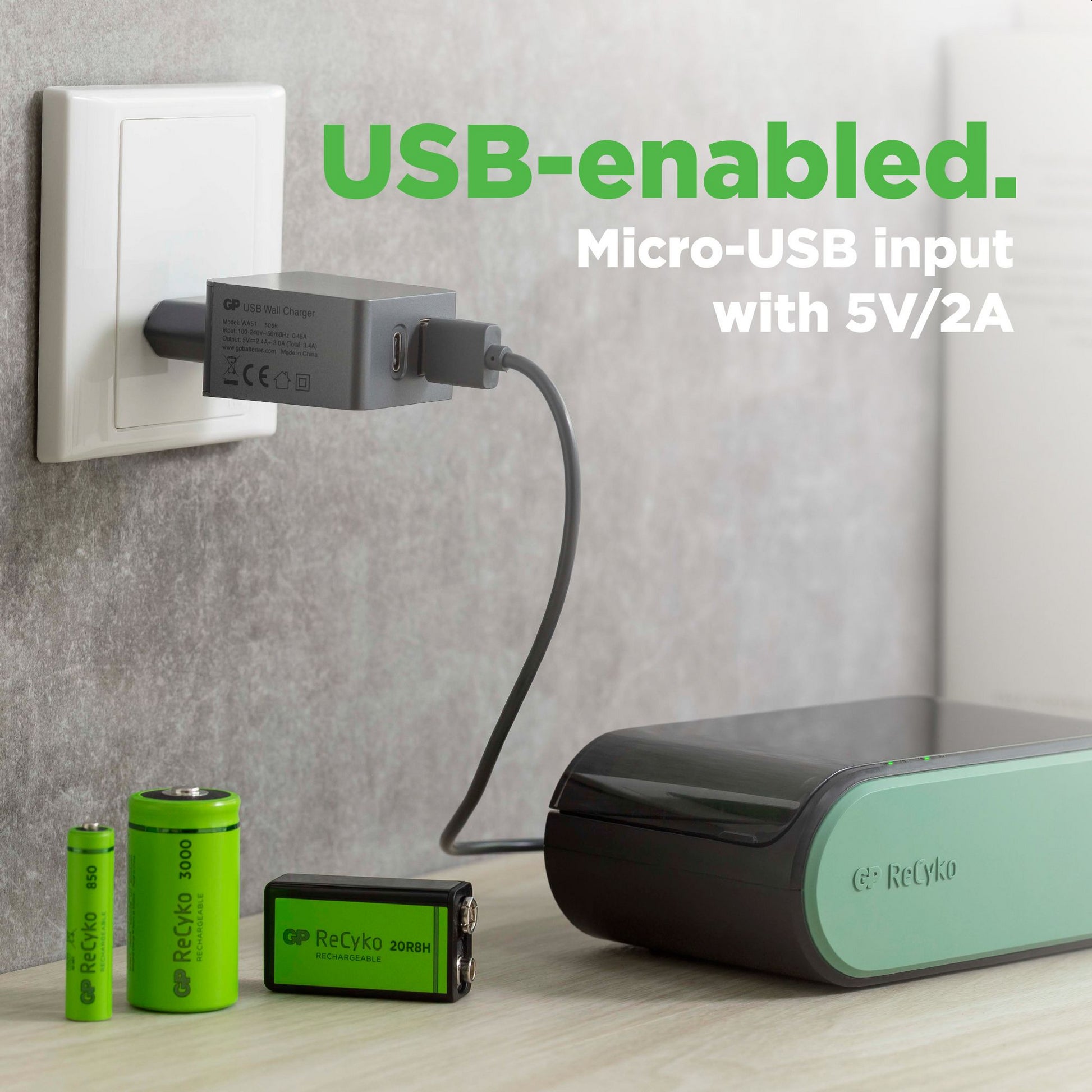 GP ReCyko Universal Batterilader - AAA, AA, C, D og 9V NiMH
