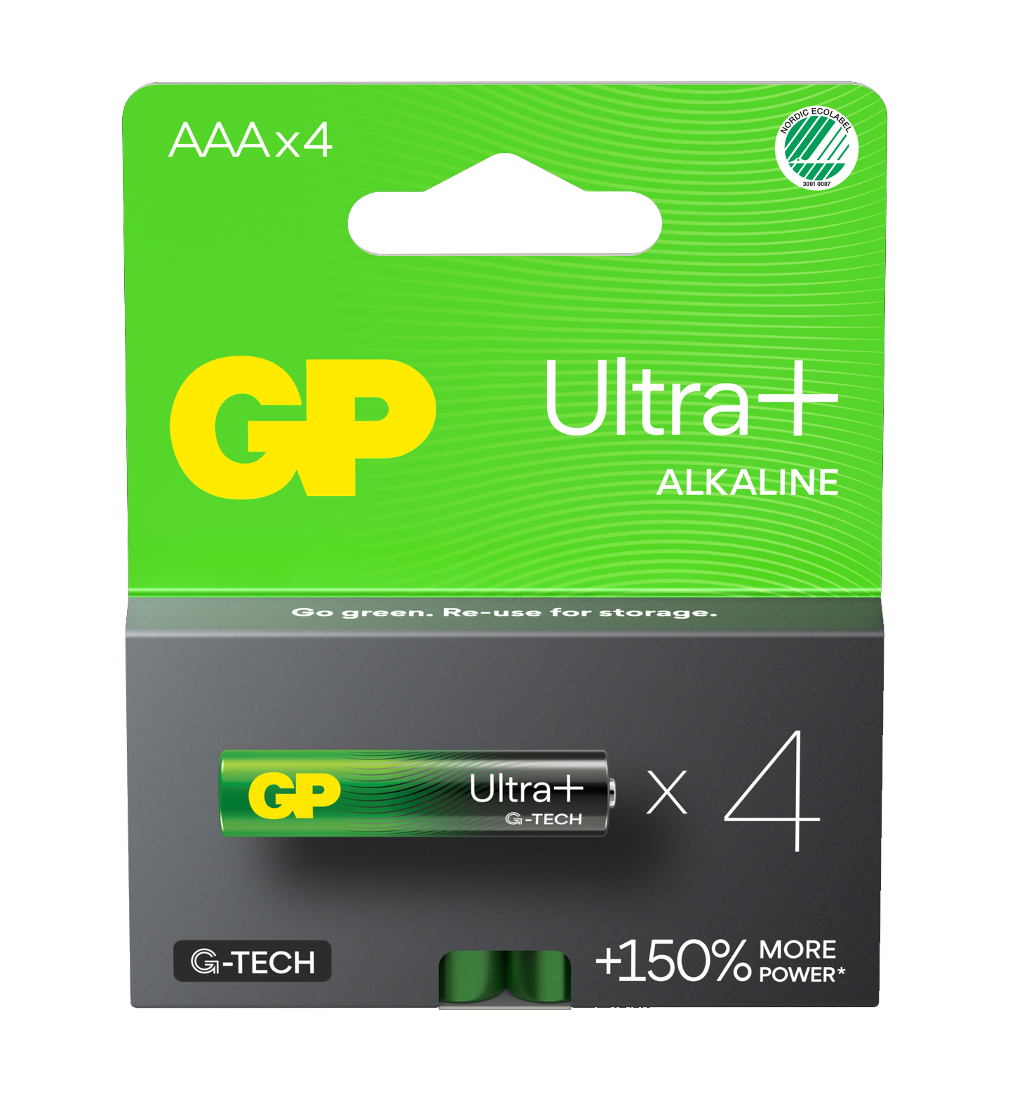 GP Ultra+ Alkalisk AAA-batteri - 4pk - LR03 - 1,5V