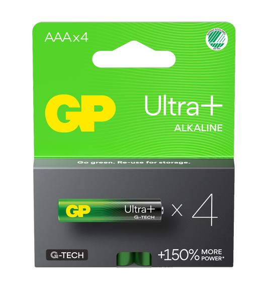 GP Ultra+ Alkalisk AAA-batteri - 4pk - LR03 - 1,5V