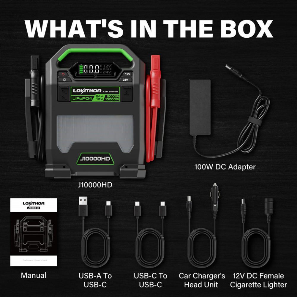Lokithor J10000HD Jump Starter - 12/24V - 256Wh - 10000/5000A