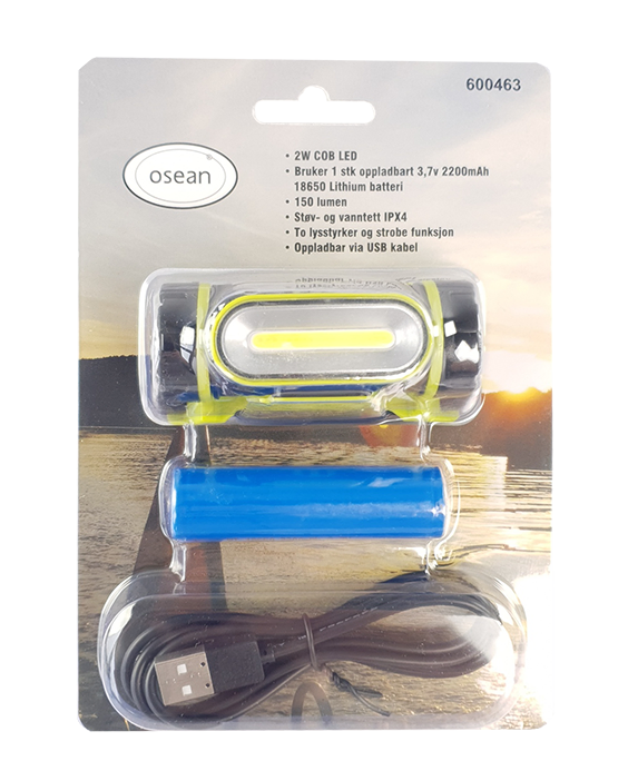 Osean LED COB Hodelykt – 150 Lumen – Oppladbar