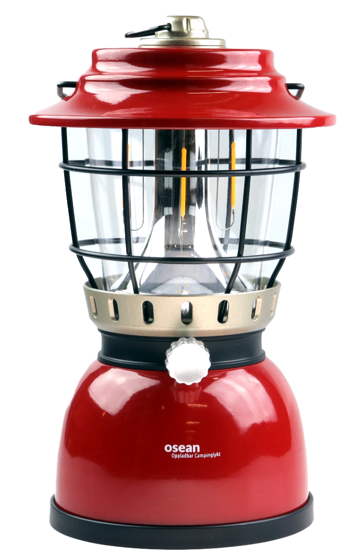 Osean Campinglykt med Powerbank – 500 Lumen – 2 fargar LED – Oppladbar Rød