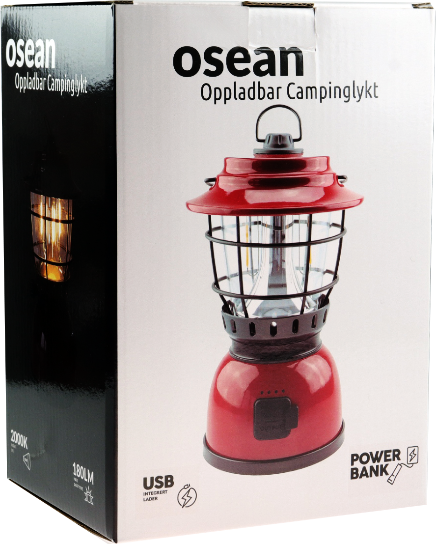 Osean Campinglykt med Powerbank – 500 Lumen – 2 fargar LED – Oppladbar