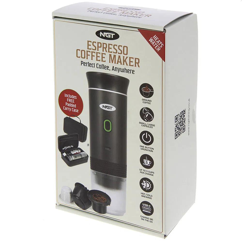 NGT Portable Espresso Kaffebrygger - Oppladbar - Kapsel og Filterkaffe - 20 Bar
