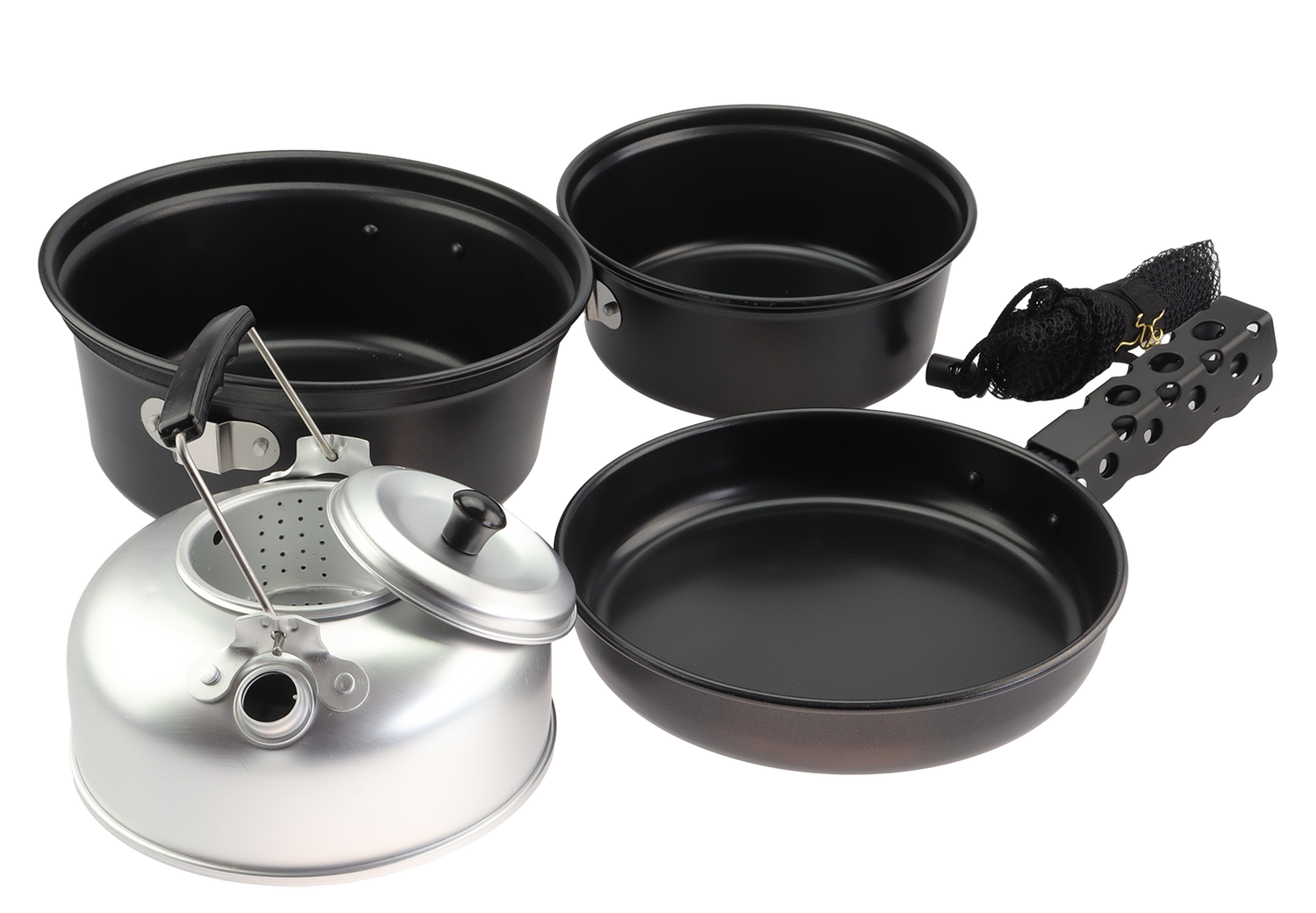 BÅL Non-stick Kokesett i Aluminium – 4 deler for Tur og Camping