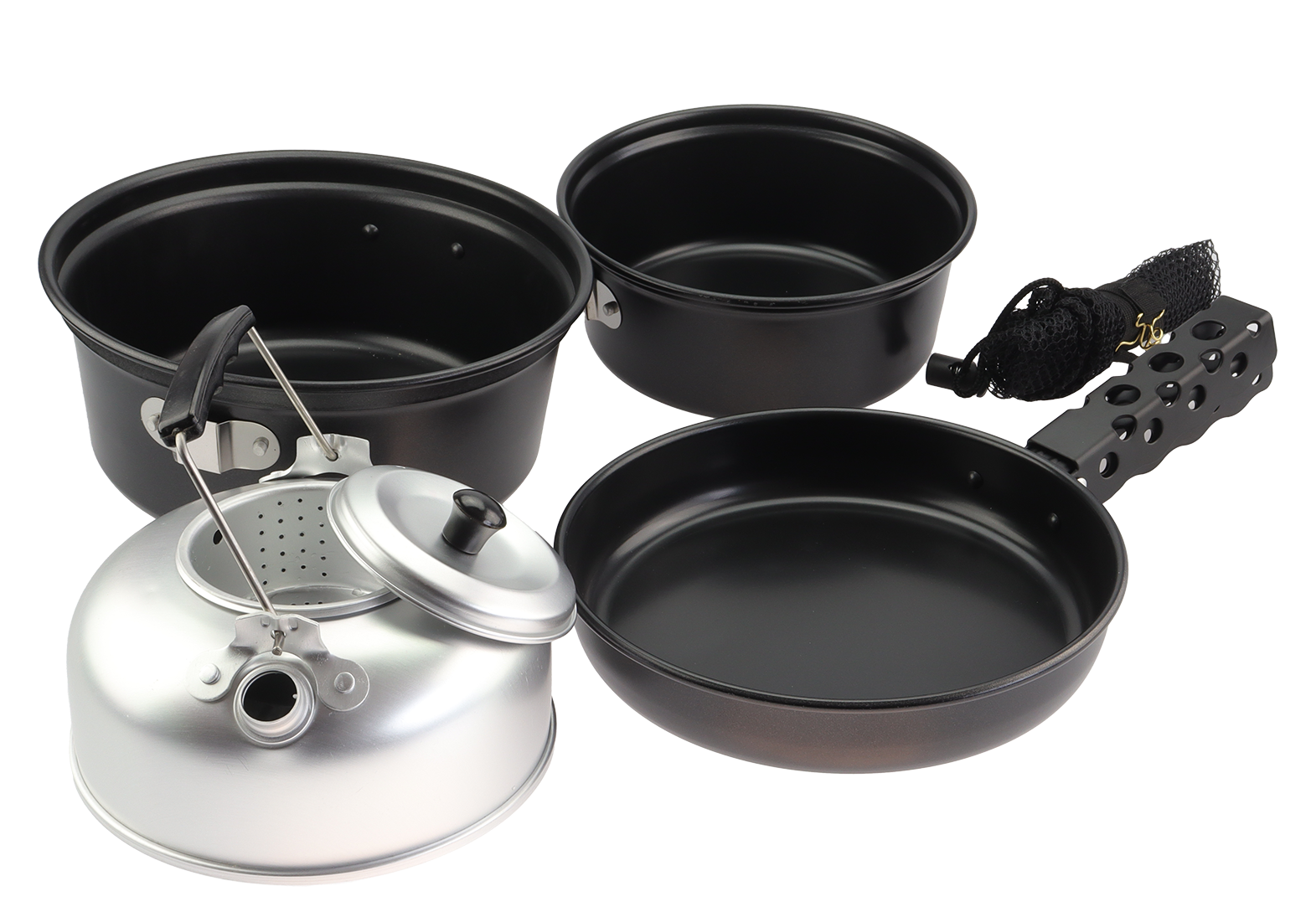 BÅL Non-stick Kokesett i Aluminium – 4 deler for Tur og Camping