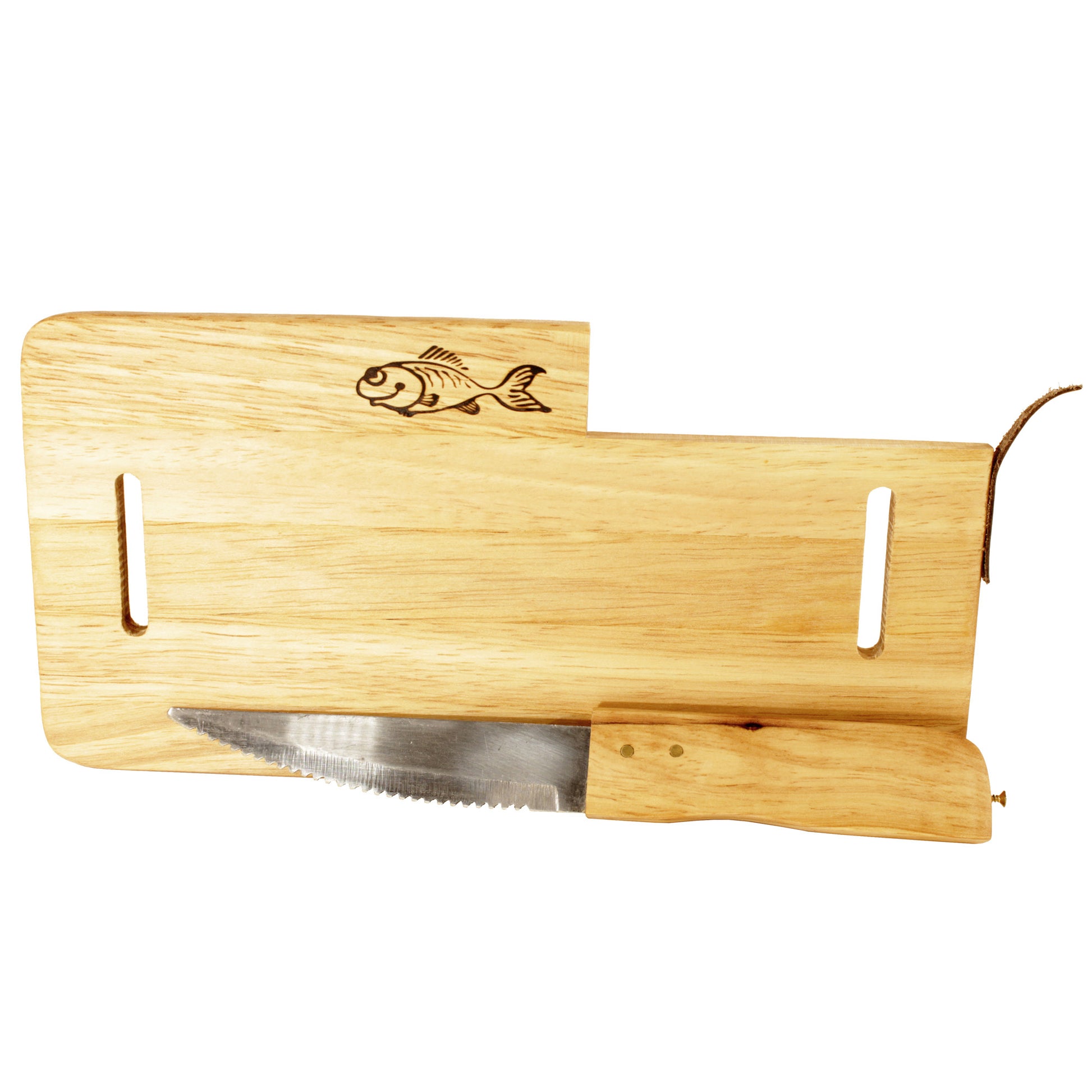 Trefjøl med Kniv - Tre - 23x12cm - Turservise