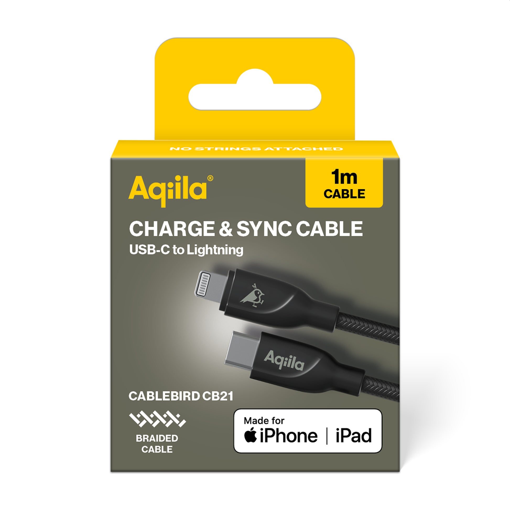 Aqiila Cablebird CB21 – USB C til Lightning-kabel 30W, 1m