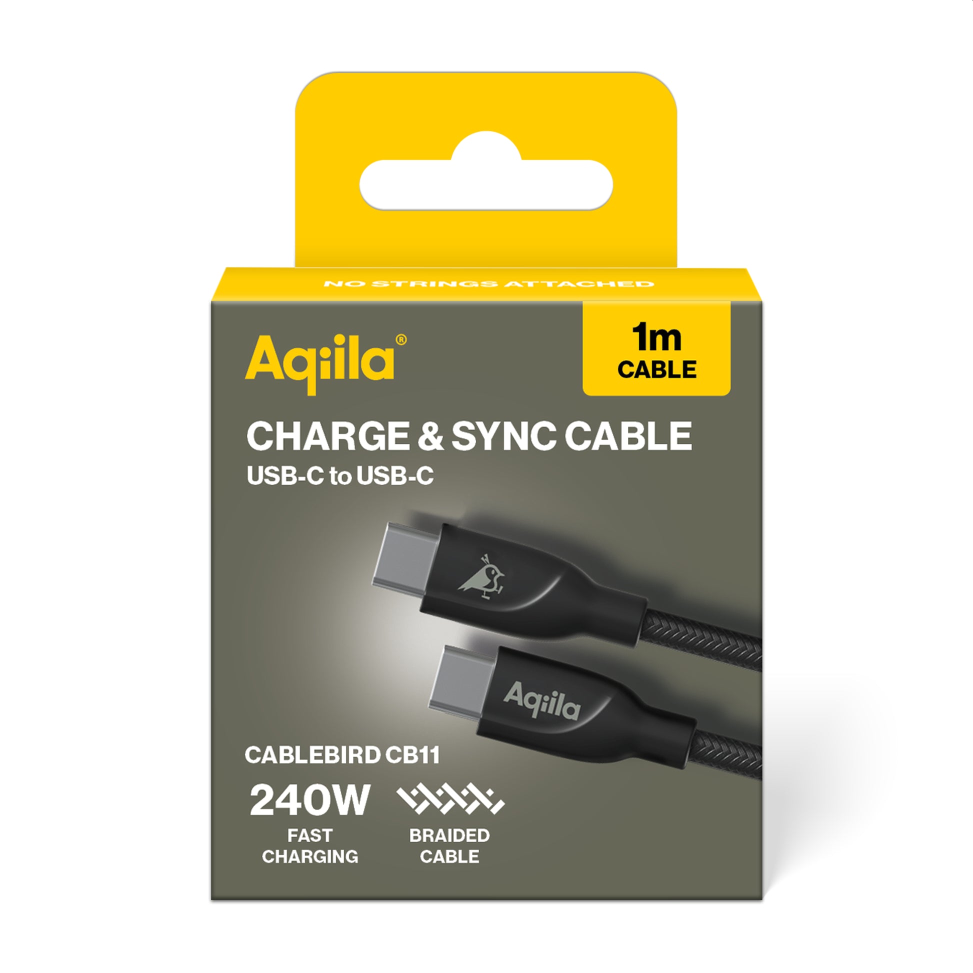 Aqiila Cablebird CB11 - USB-C til USB-C Kabel - 240W - 1m / 2m