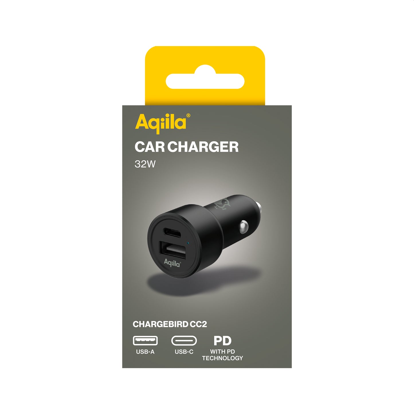 Aqiila Chargebird CC2 – USB biladapter 32W, USB-A + USB-C