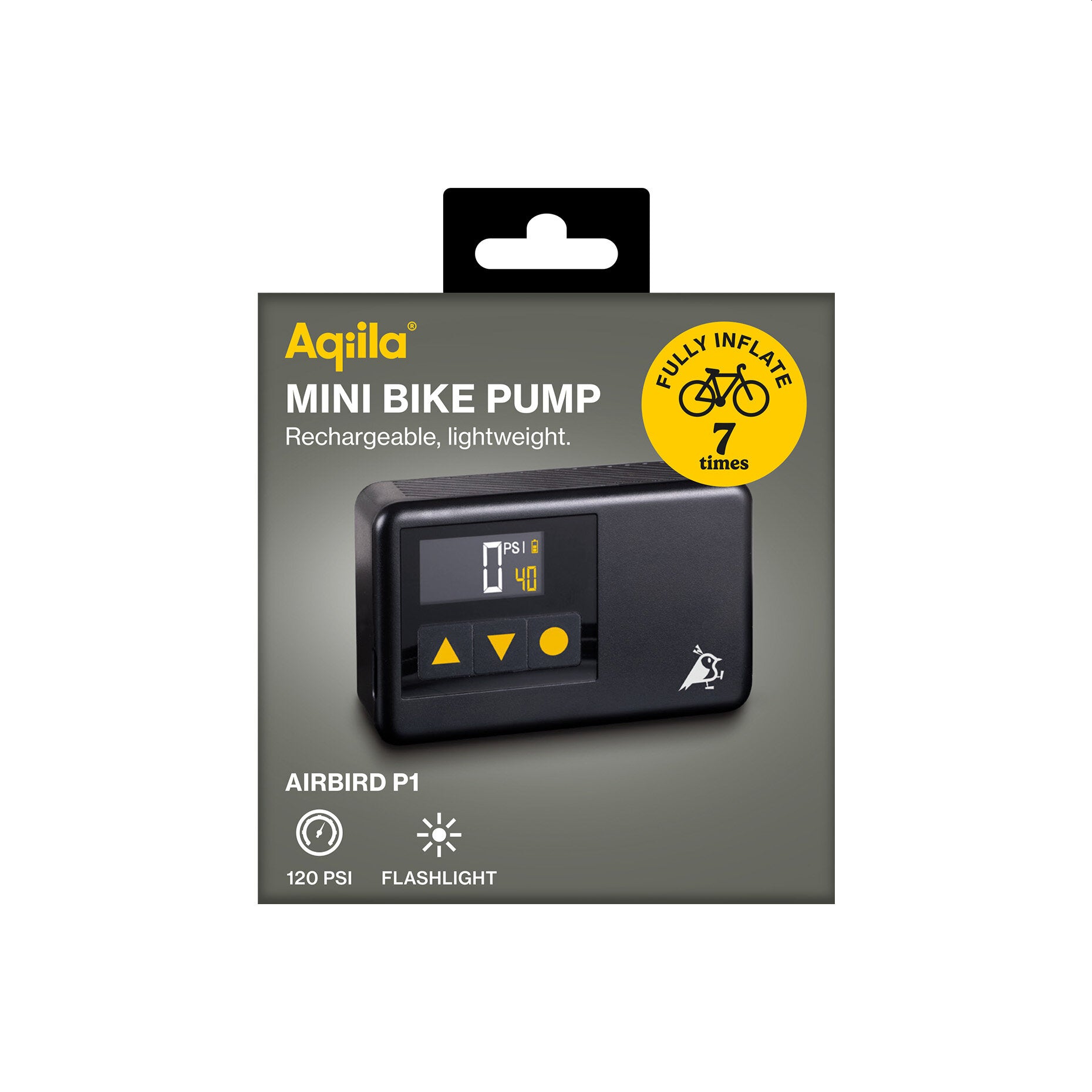 Aqiila Airbird P1 - Mini luftpumpe for sykkel - oppladbar
