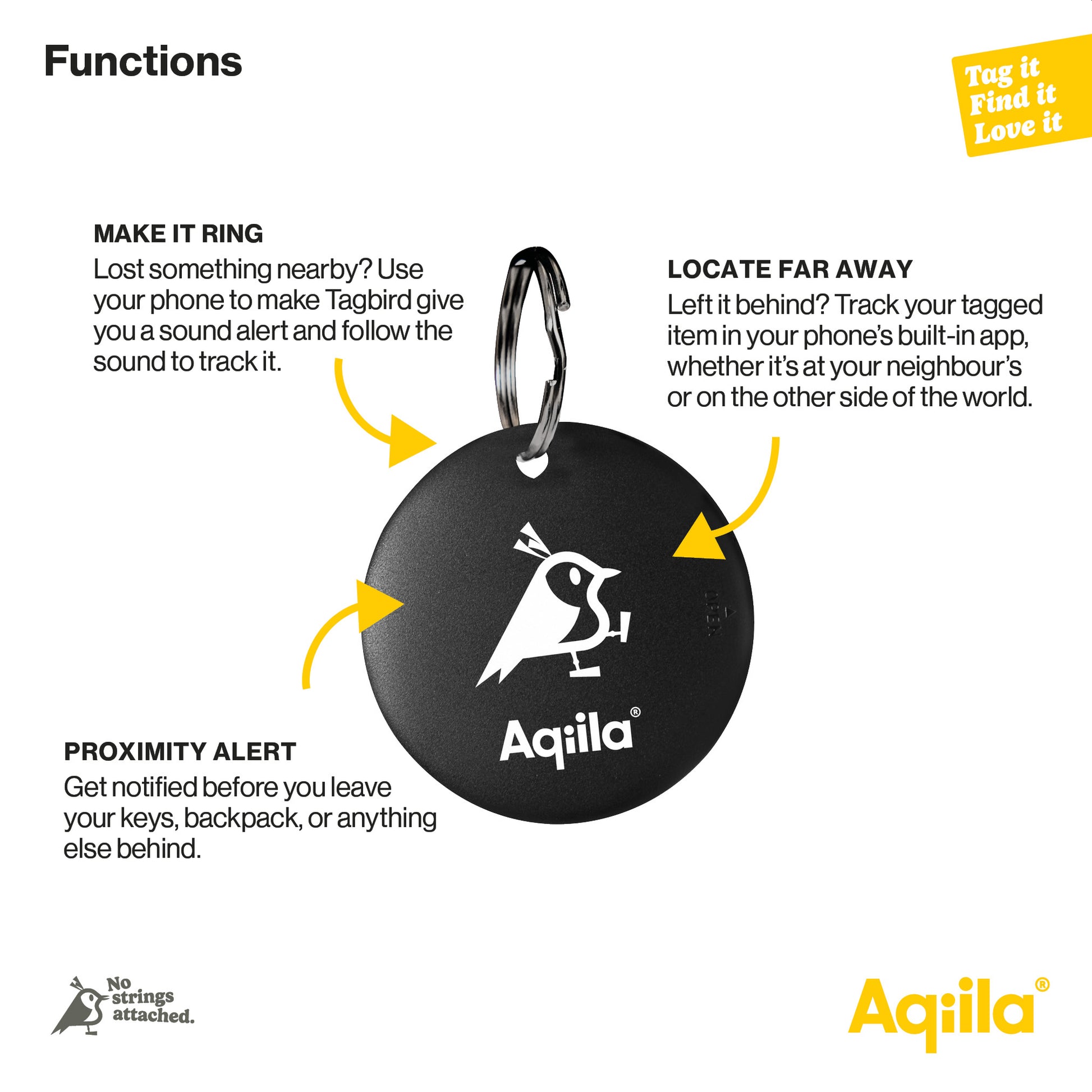 Aqiila Tagbird Sporingsbrikke 4-pk – Apple og Android, IPX67