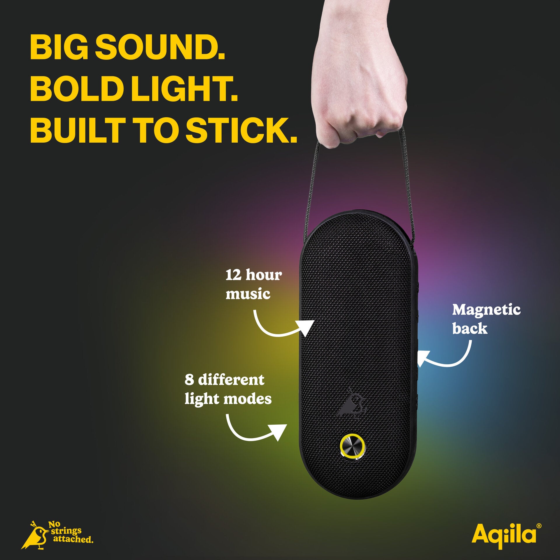Aqiila Soundbird CM - Bærbar Høyttaler - 30W - 8 RGB