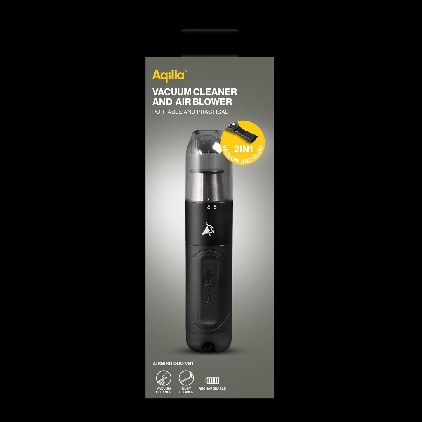Aqiila Airbird DUO VB1 - 2-i-1 Støvsuger & Luftblåser - USB-C - 15 KPA - 449g