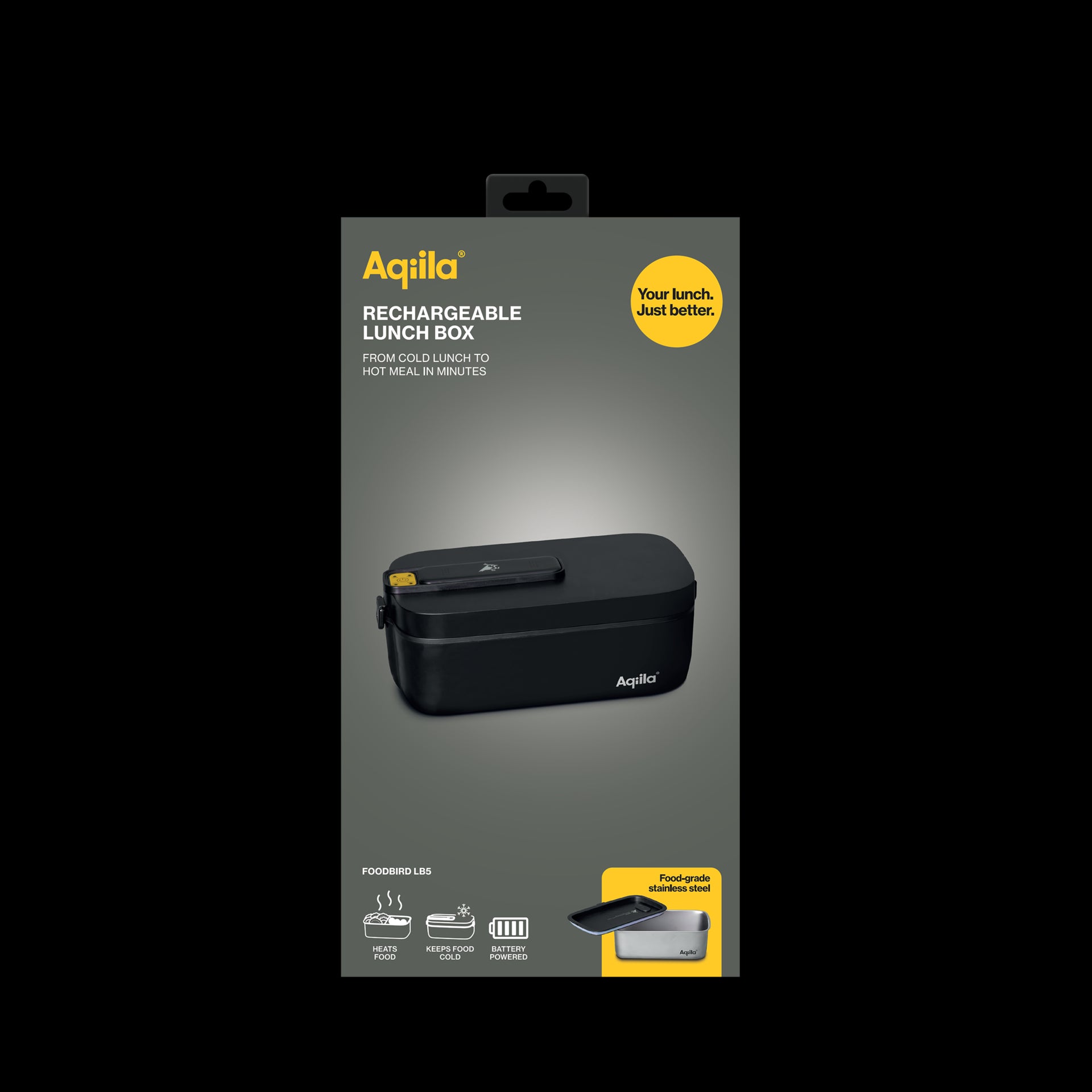 Aqiila Foodbird LB5 - Oppladbar Matboks med Varme - 60W - 5000mAh - 1L