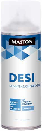 Maston DESI Desinfeksjonsspray 400ml - Dreper Bakterier Virus 70% Alkohol