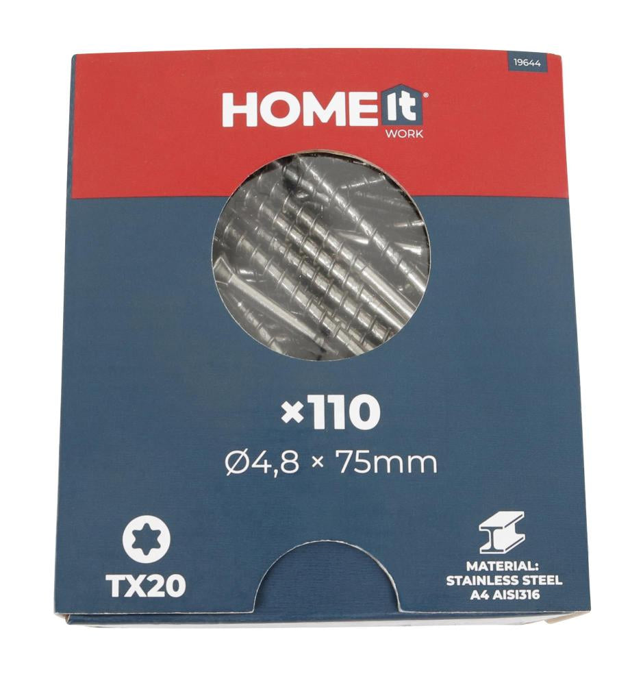 Terrasseskrue syrefast AISI316/A4 - Velg dimensjon 4,8x75mm