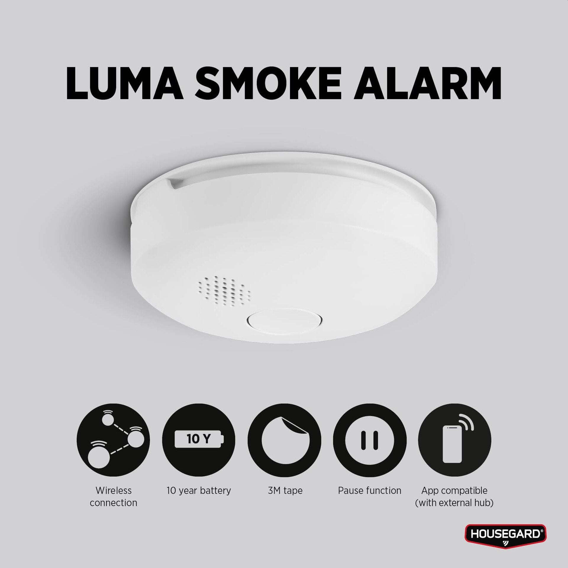 Housegard Luma Røykvarsler 2-pk – SA750 – Seriekobla – 10 års batteri