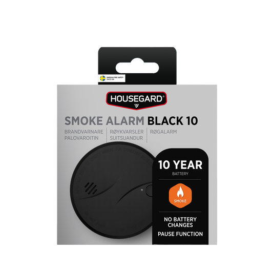 Housegard Optisk Røykvarsler 10 år Black - Svart matt - 10 års batteri