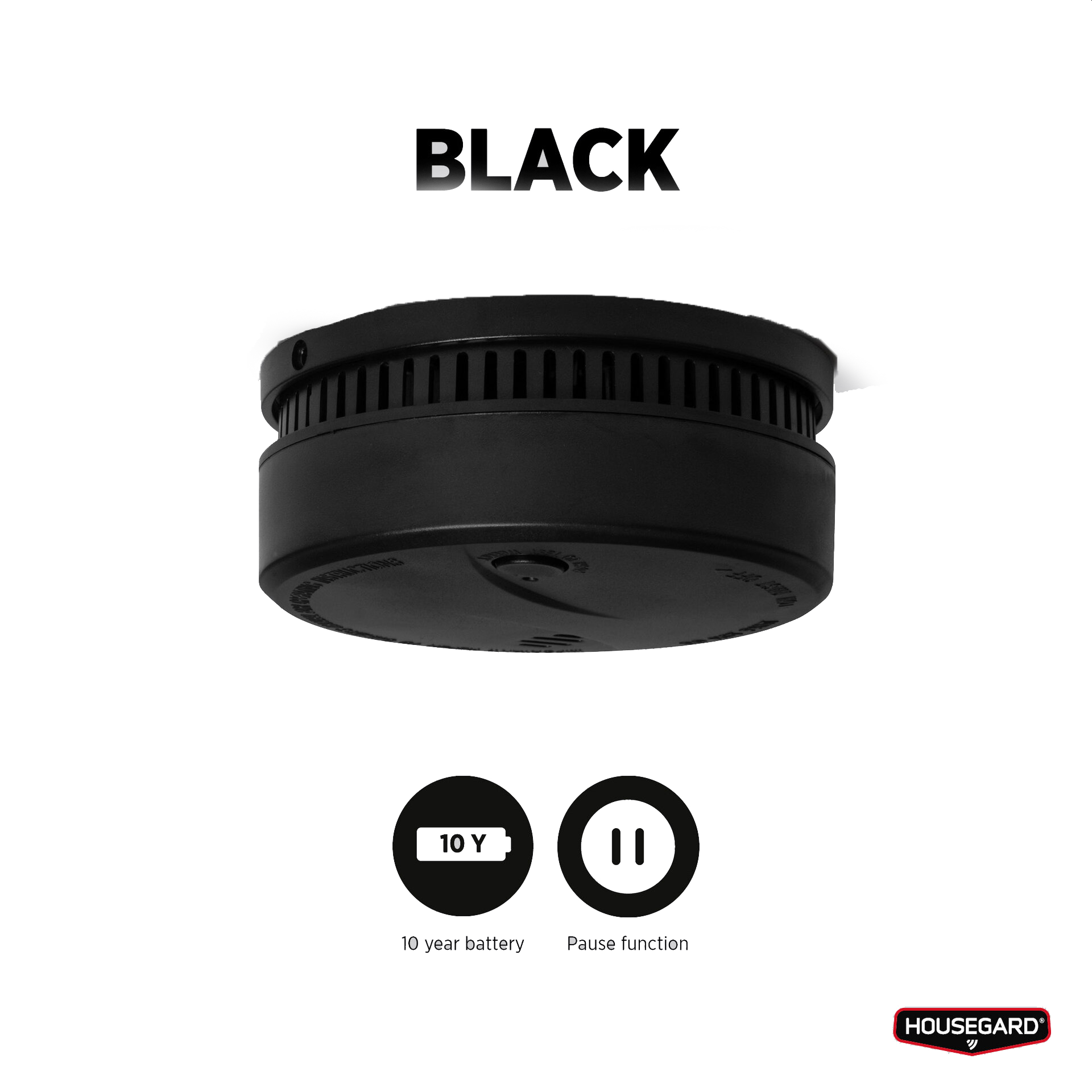 Housegard Optisk Røykvarsler 10 år Black – Svart matt – SA710