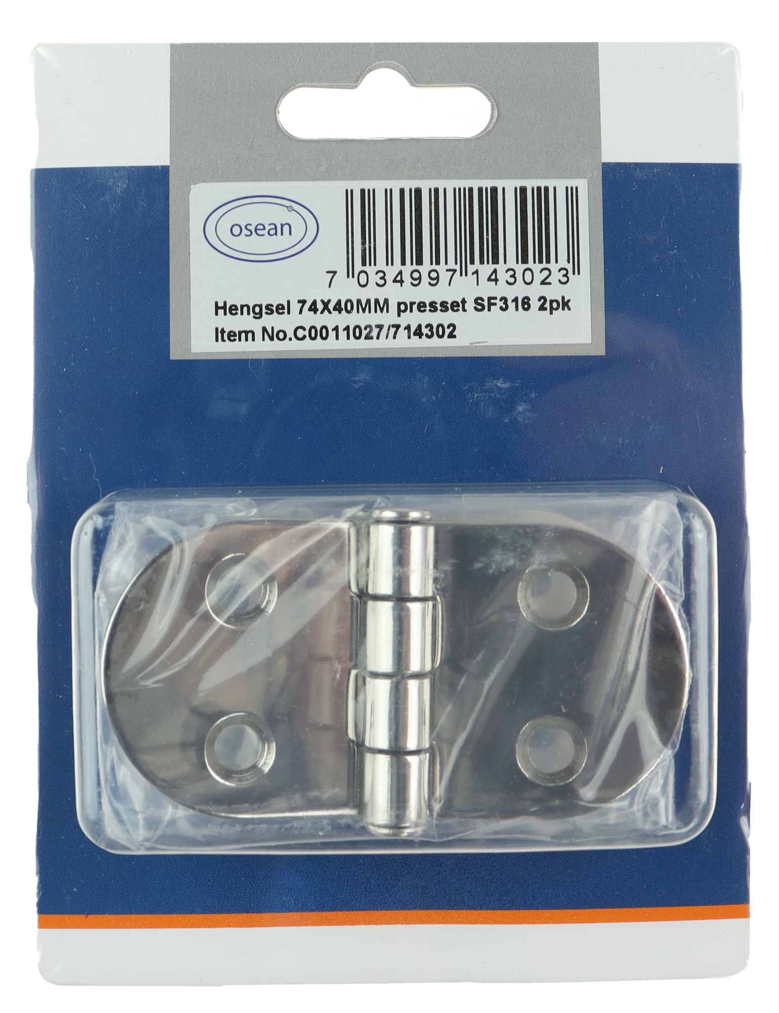 Osean Hengsel syrefast presset - 2pk - AISI316/A4 - 74x40mm