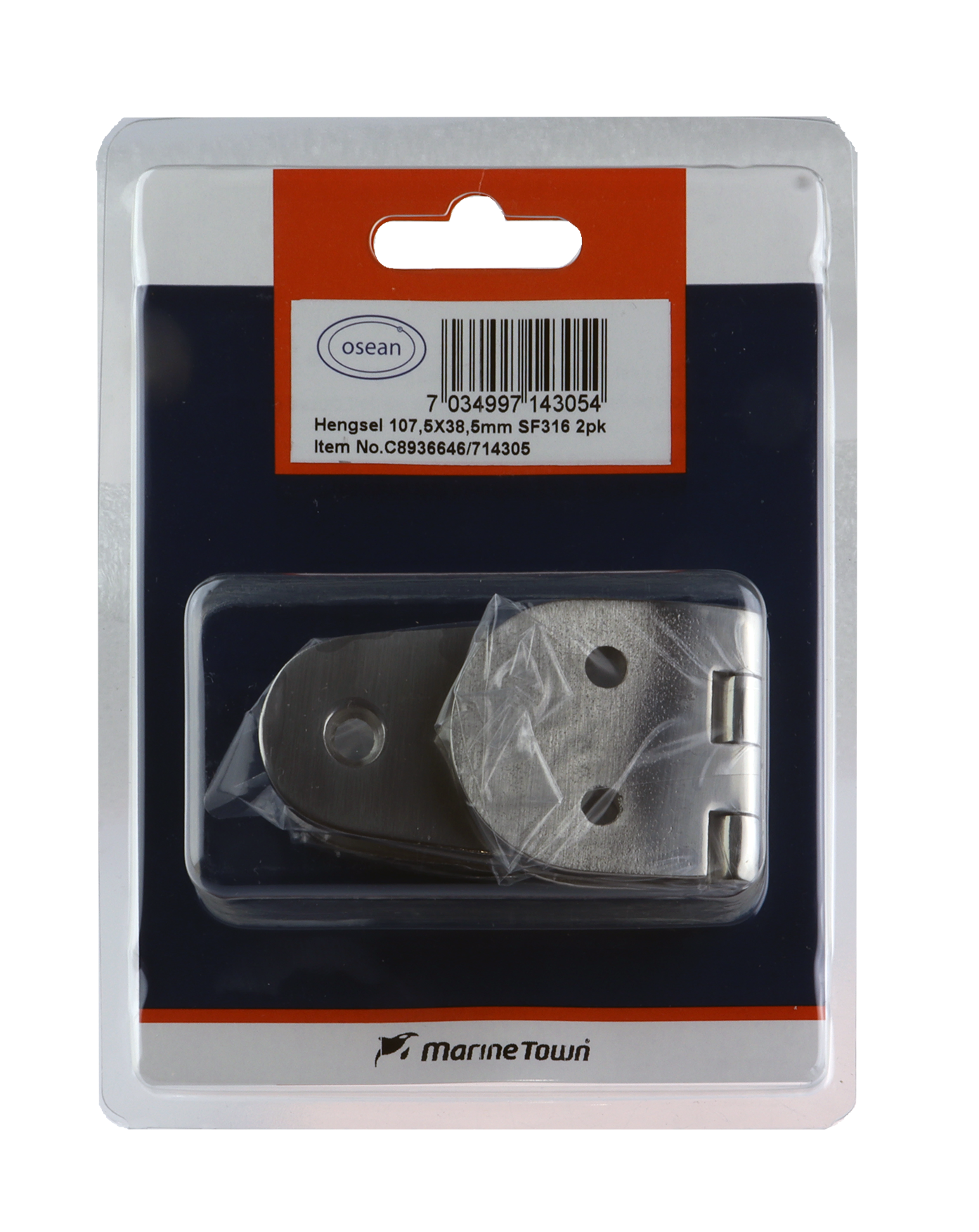 Osean Hengsel syrefast - 2pk - AISI316/A4 - 107,5x38,5mm