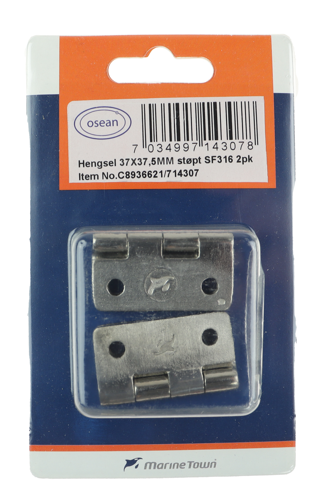 Osean Hengsel syrefast støpt - 2pk - AISI316/A4 - 37,3x7,5mm
