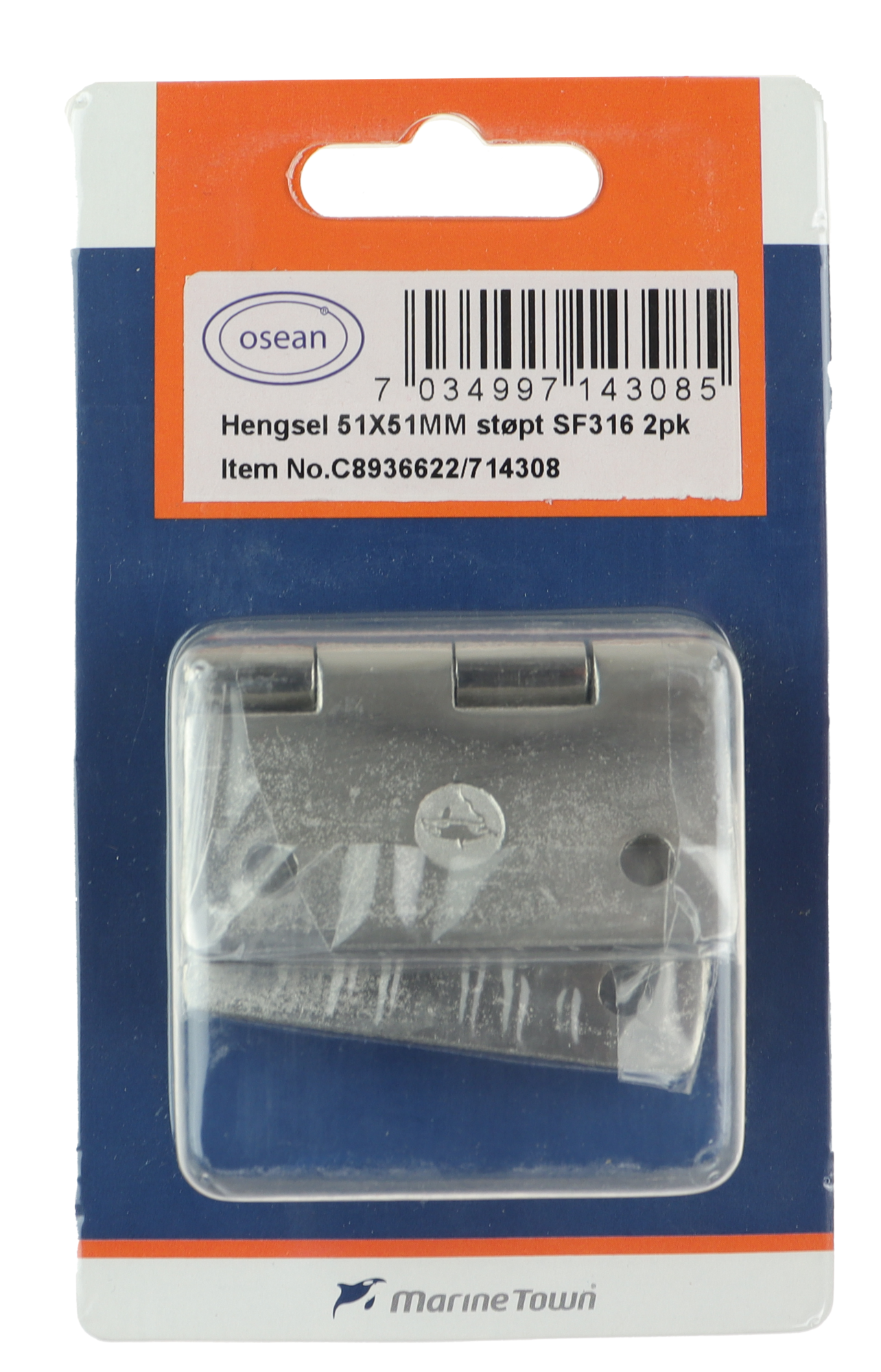 Osean Hengsel syrefast støpt - 2pk - AISI316/A4 - 51x51mm
