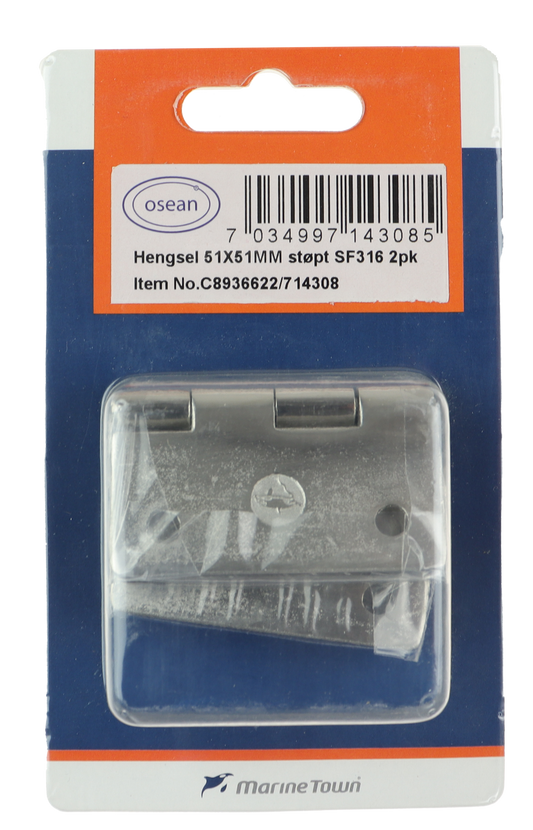 Osean Hengsel syrefast støpt - 2pk - AISI316/A4 - 51x51mm