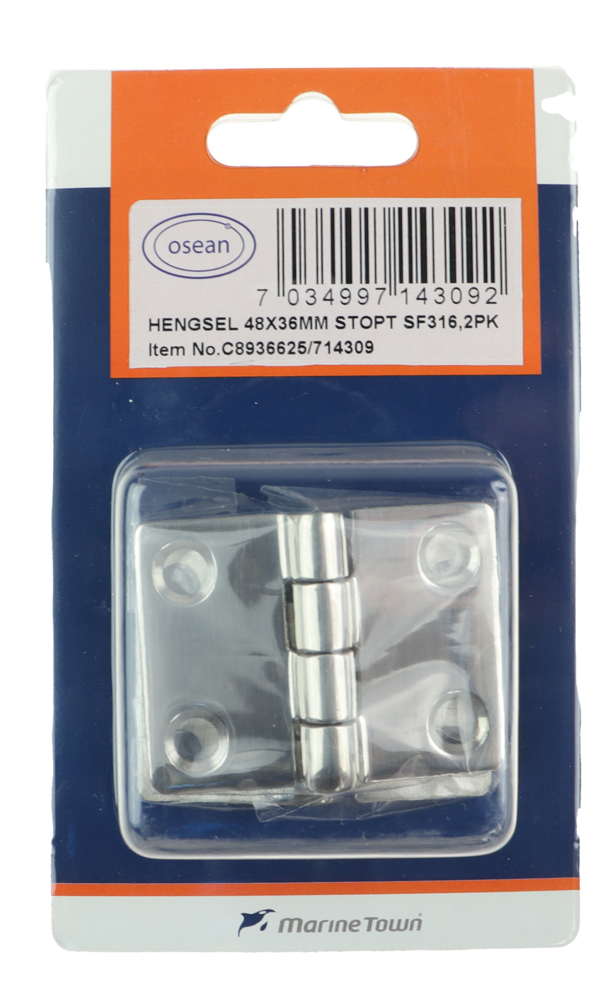 Osean Hengsel syrefast støpt - 2pk - AISI316/A4 - 48x36mm