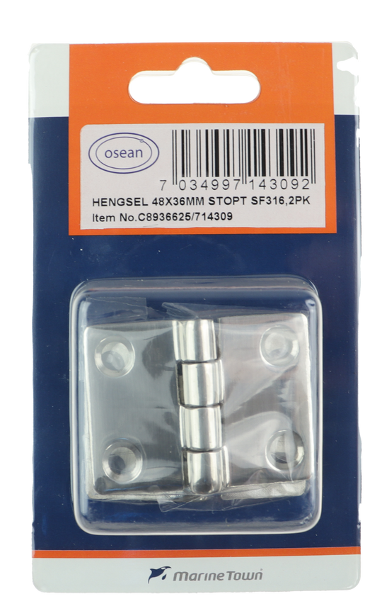 Osean Hengsel syrefast støpt - 2pk - AISI316/A4 - 48x36mm