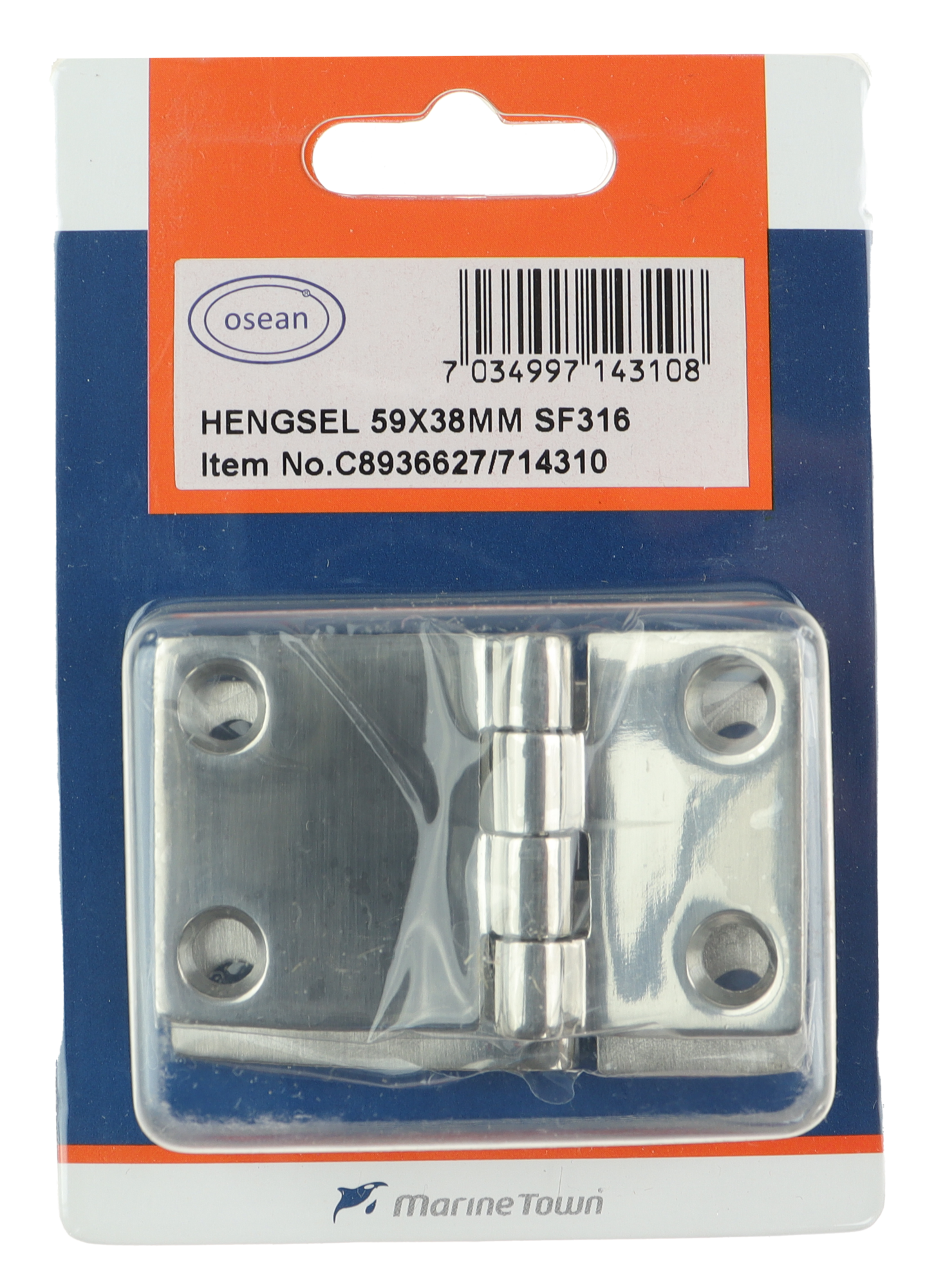 Osean Hengsel syrefast støpt - 2pk - AISI316/A4 - 59x37mm