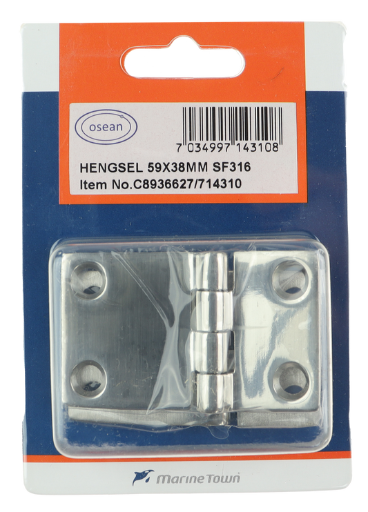 Osean Hengsel syrefast støpt - 2pk - AISI316/A4 - 59x37mm