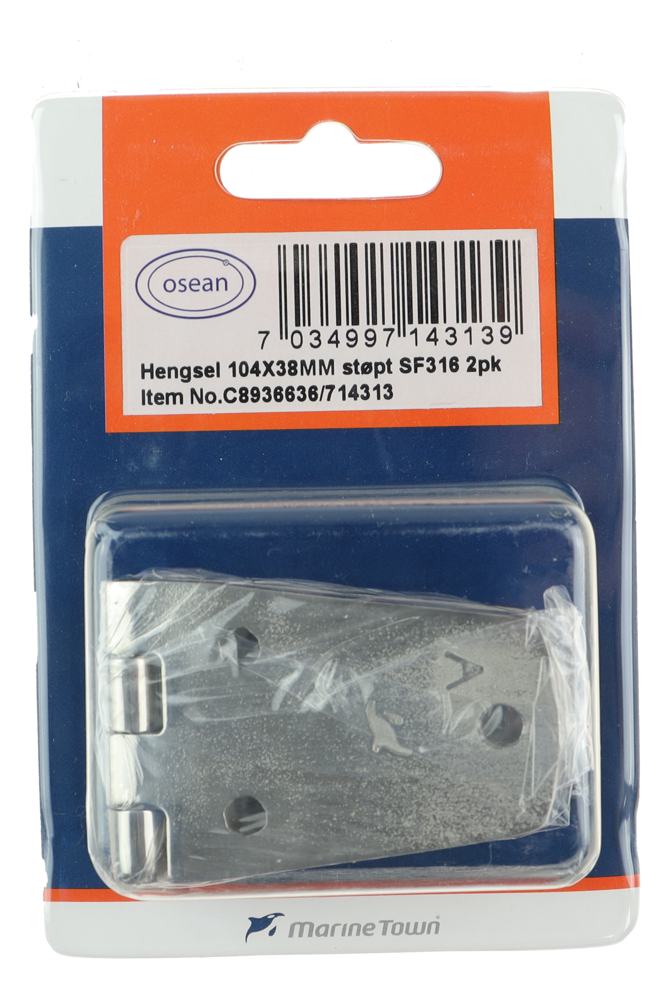 Osean Hengsel syrefast støpt - 2pk - AISI316/A4 - 104x38mm