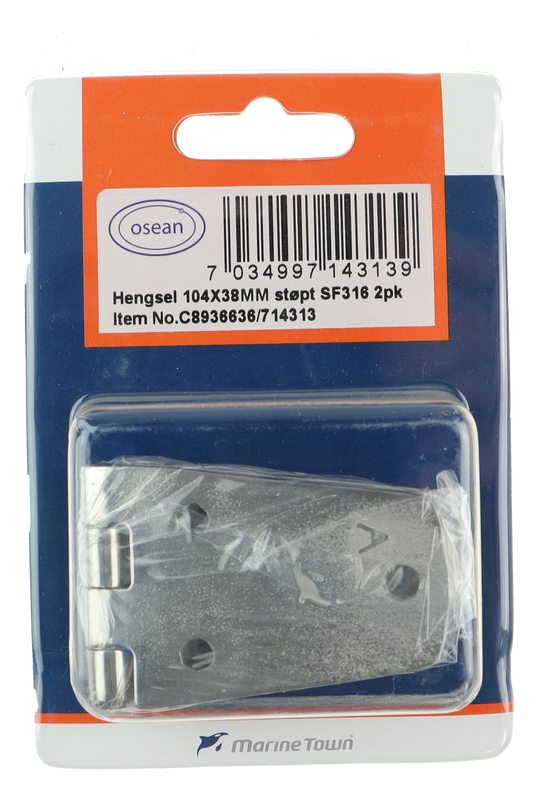 Osean Hengsel syrefast støpt - 2pk - AISI316/A4 - 104x38mm