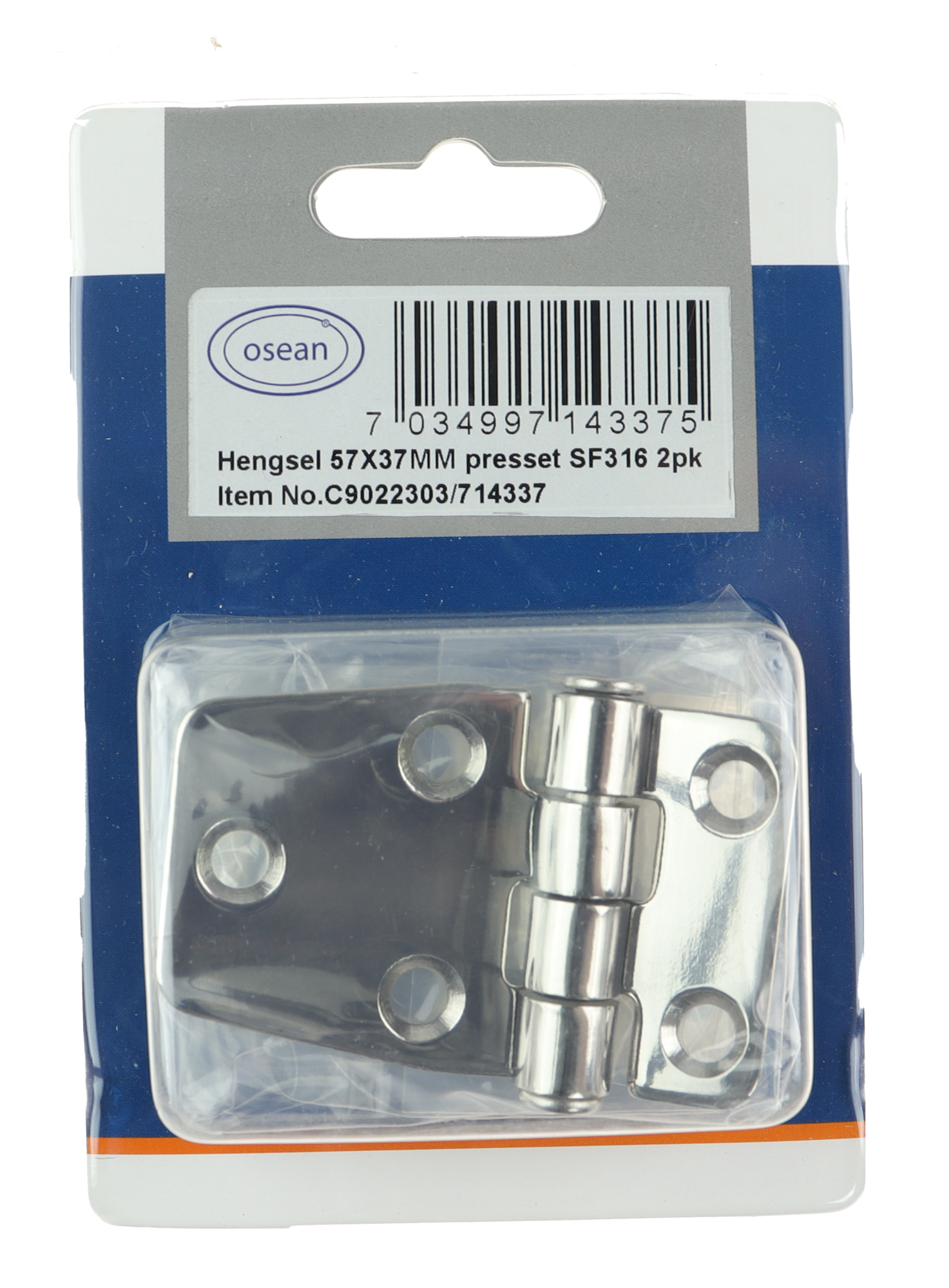 Osean Hengsel syrefast presset - 2pk - AISI316/A4 - 57x37mm