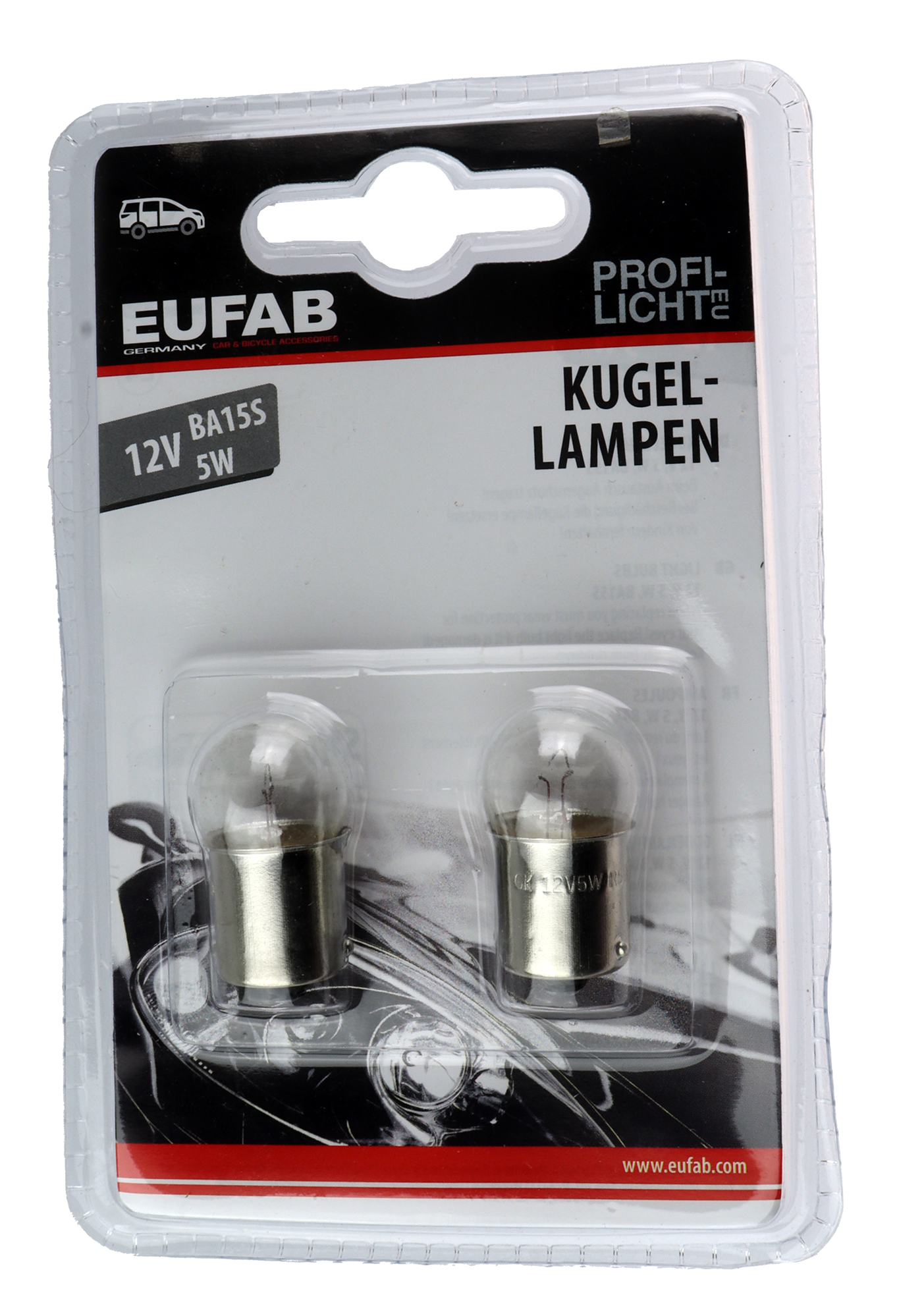 Eufab Lyspære – 2-pk – 12V 5W – BA15S