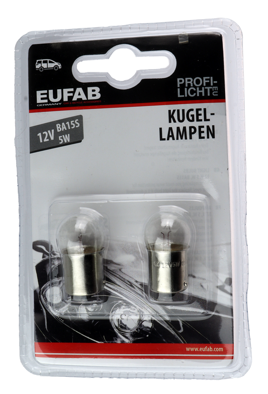 Eufab Lyspære – 2-pk – 12V 5W – BA15S