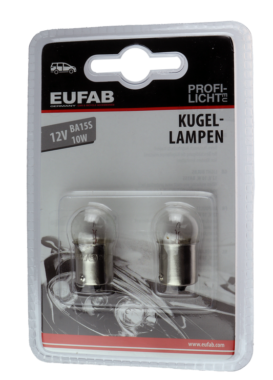 Eufab Lyspære – 2-pk – 12V 10W – BA15S