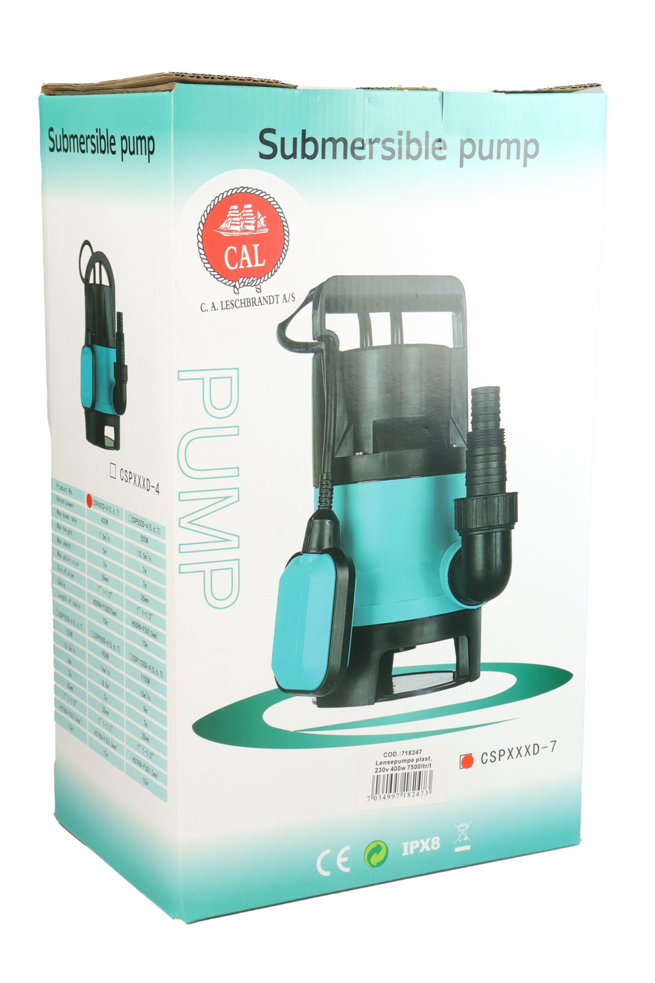 Osean Lensepumpe 400w - 220v - 1981 gph - 7500 l/t