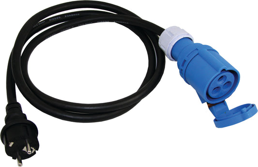 Overgangskabel 0,5m 16A - CEE hun - Schuko han - 3x2,5mm² - IP44