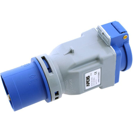 Overgang/Adapter 16A - CEE han - Schuko hun - IP44