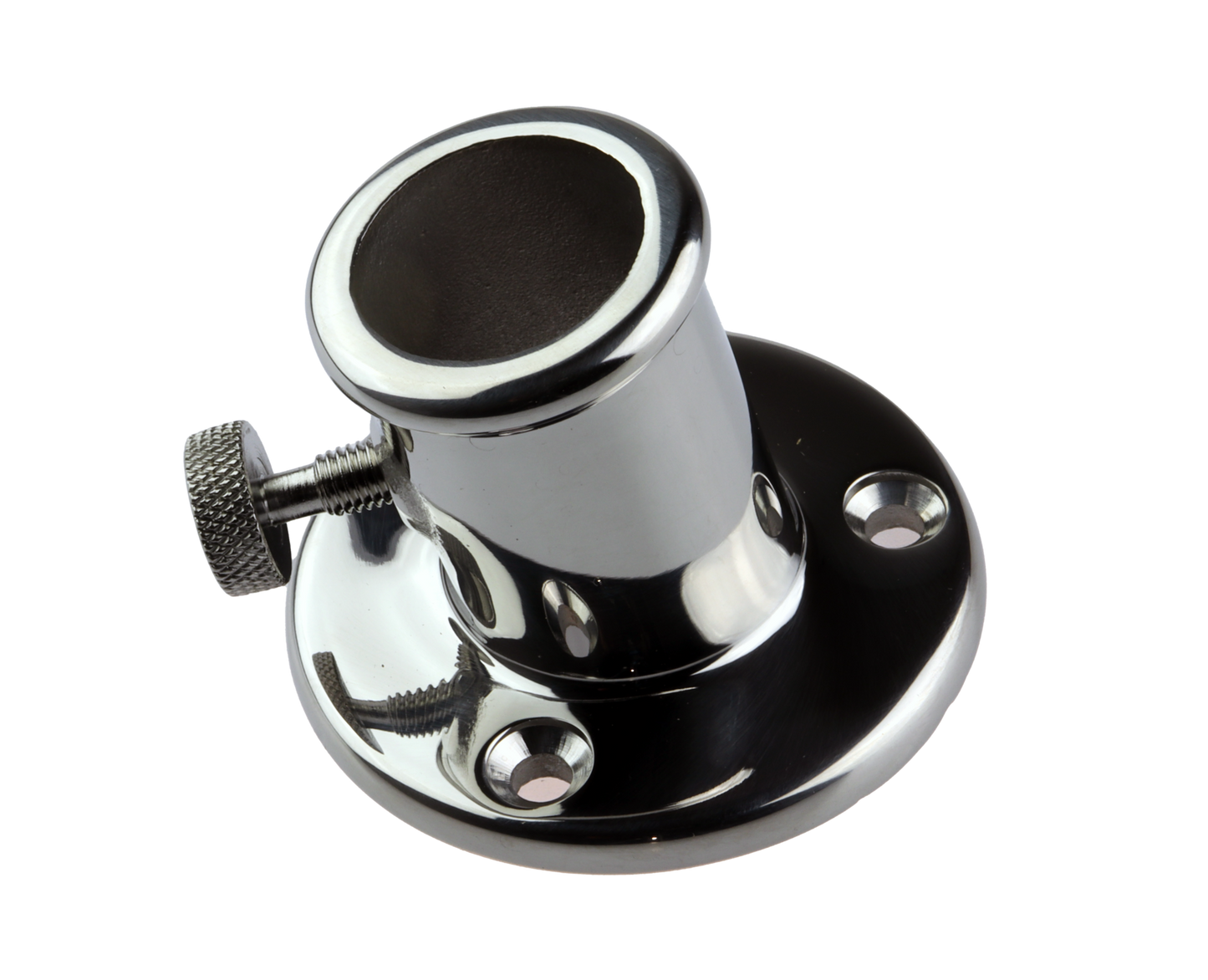 Flaggholder med settskrue - Forkrommet messing - 25mm