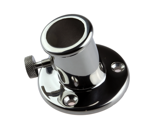Flaggholder med settskrue - Forkrommet messing - 25mm