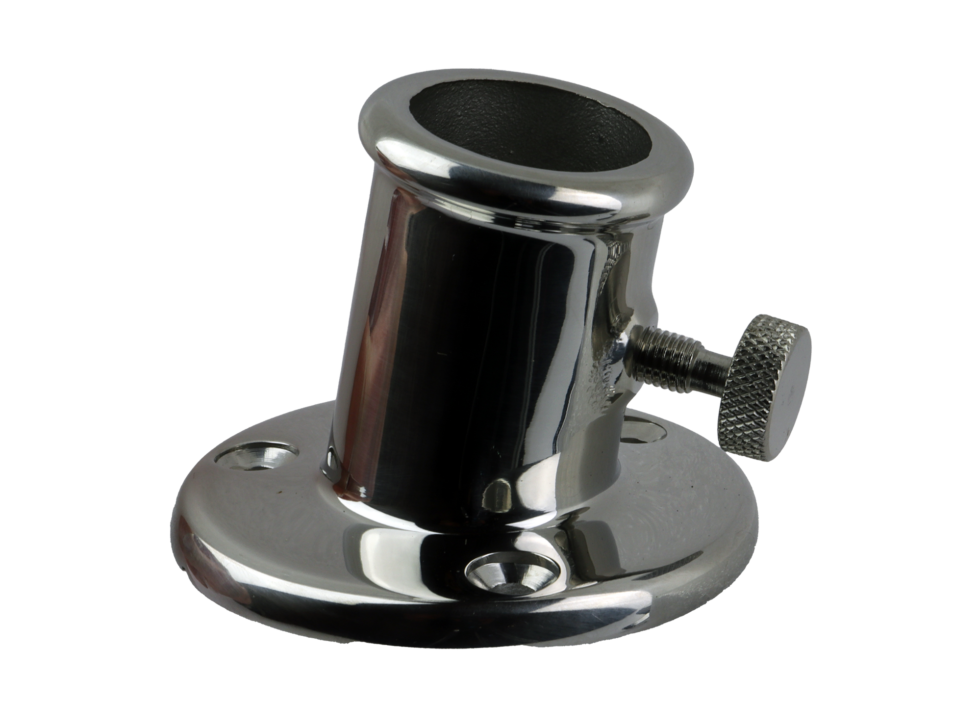 Flaggholder med settskrue - Forkrommet messing - 25mm