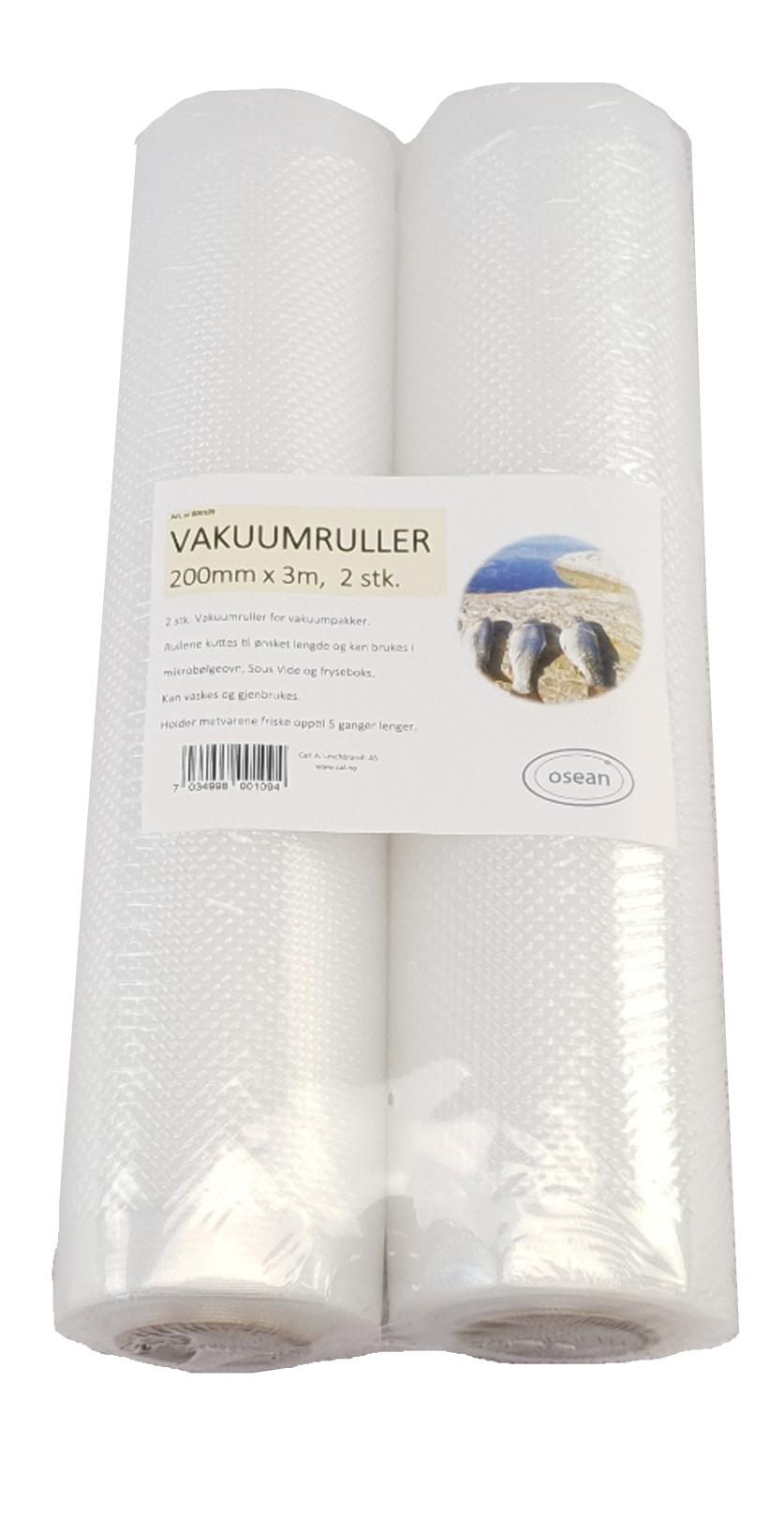 Osean Vakuumpose - Rull - 200mm x 3m - 2 stk
