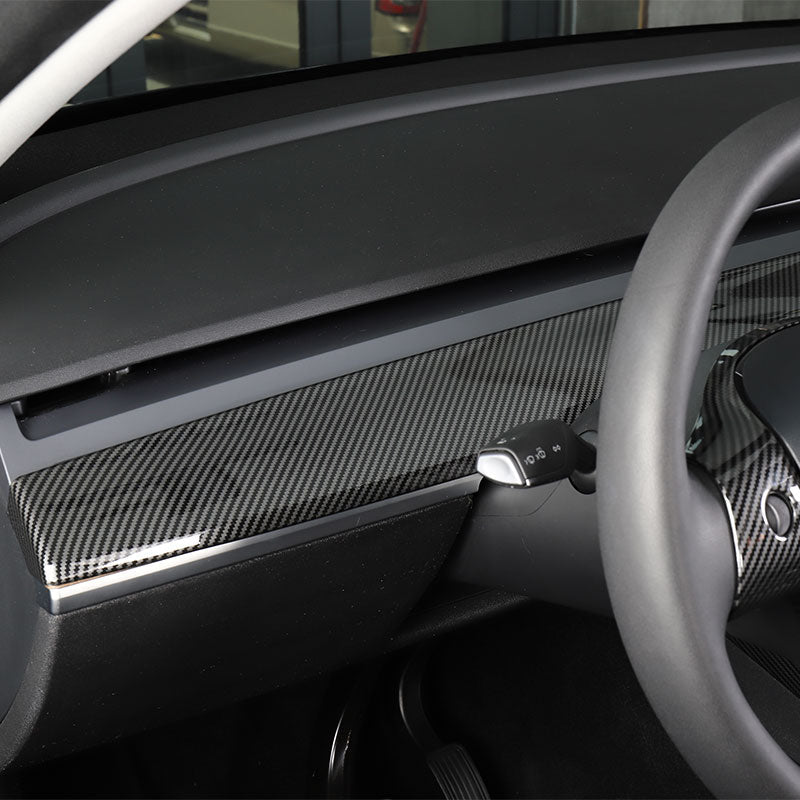 Deksel til dashbord ABS for Model 3 2018-2023/Model Y 2021-2024 Gloss Carbon-look