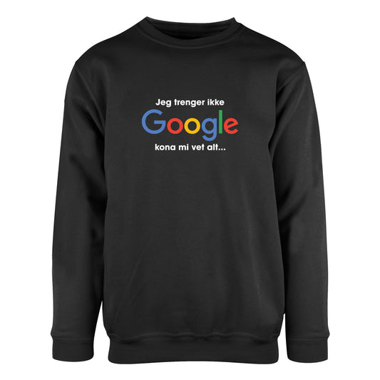 Trenger ikke Google - genser Sort Foran
