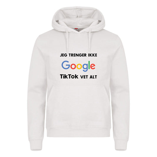 TikTok vet alt - hettegenser Hvit Foran