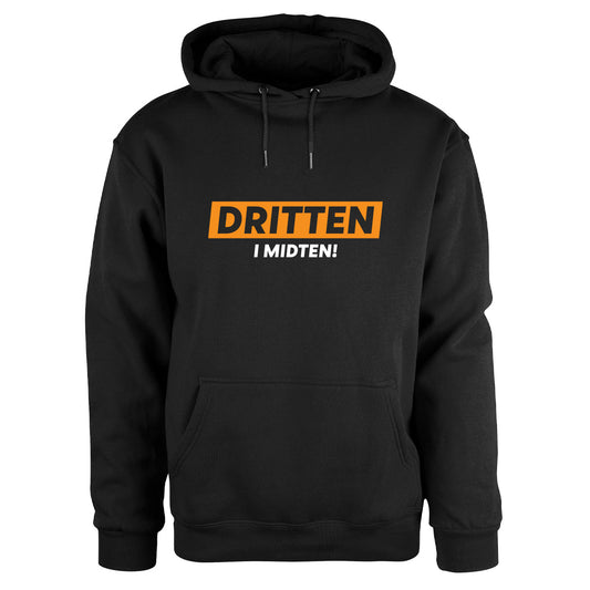 Dritten i midten - hettegenser Sort Foran